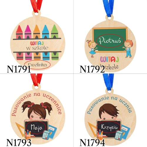 MEDAL imienny pasowanie na ucznia nadruk