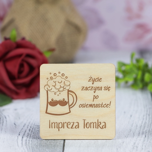 Magnes kwadrat PODZIĘKOWANIA DLA GOŚCI na urodziny 18 grawer