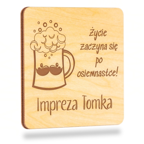 Magnes kwadrat PODZIĘKOWANIA DLA GOŚCI na urodziny 18 grawer