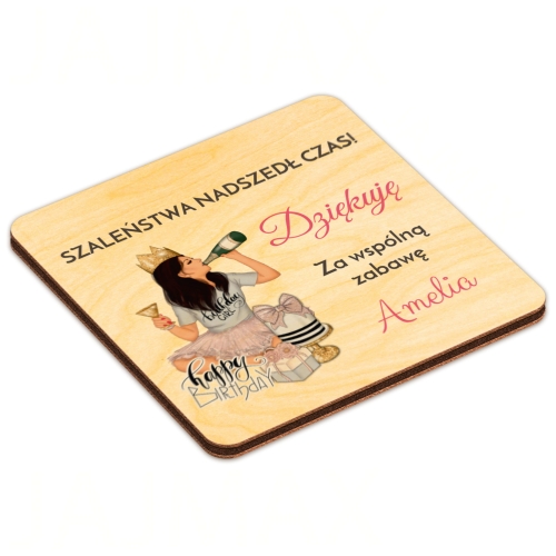 MAGNES kwadrat podziękowanie dla gości na 18 urodziny nadruk