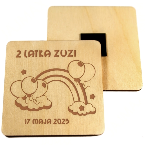 Magnes kwadrat PODZIĘKOWANIA DLA GOŚCI urodziny dziecka grawer