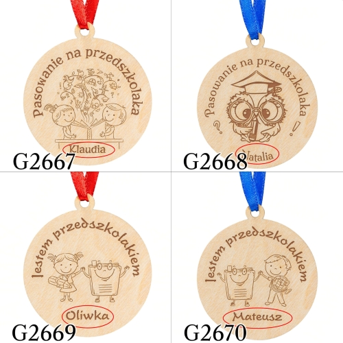 medal PASOWANIE NA PRZEDSZKOLAKA imię dziecka grawer