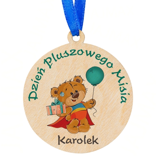 Medal imienny na  DZIEŃ PLUSZOWEGO MISIA upominek dla dziecka