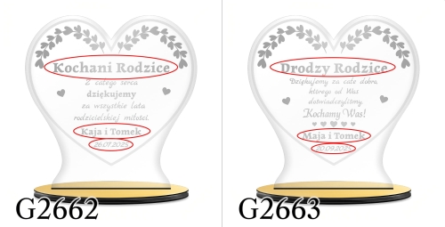 Statuetka serce ŚLUB PODZIĘKOWANIE DLA CHRZESTNEJ CHRZESTNEGO