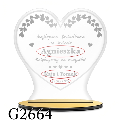 Statuetka serce ŚLUB PODZIĘKOWANIE DLA CHRZESTNEJ CHRZESTNEGO