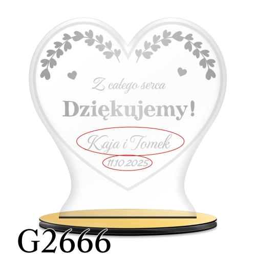 Statuetka serce ŚLUB PODZIĘKOWANIE DLA CHRZESTNEJ CHRZESTNEGO