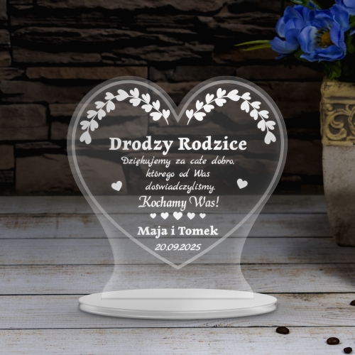 Statuetka serce ŚLUB PODZIĘKOWANIE DLA CHRZESTNEJ CHRZESTNEGO