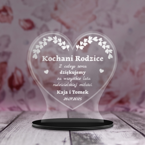 Statuetka serce ŚLUB PODZIĘKOWANIE DLA CHRZESTNEJ CHRZESTNEGO