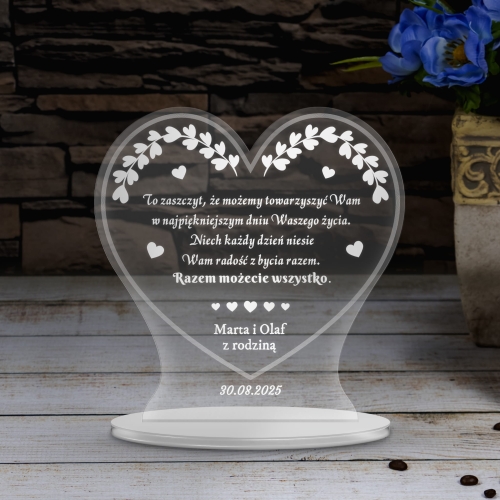 STATUETKA SERCE prezent na ślub wesele dla młodych grawer