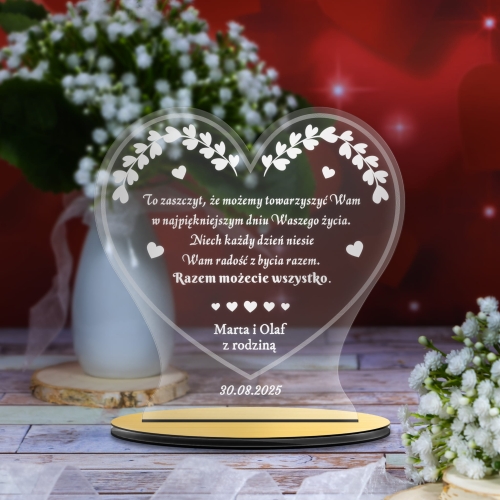 STATUETKA SERCE prezent na ślub wesele dla młodych grawer