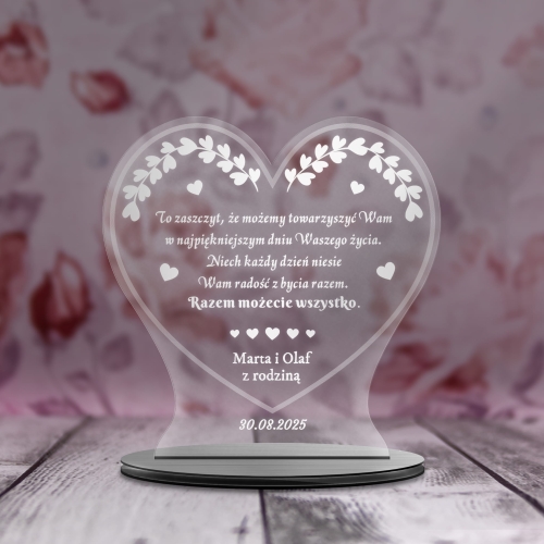 STATUETKA SERCE prezent na ślub wesele dla młodych grawer