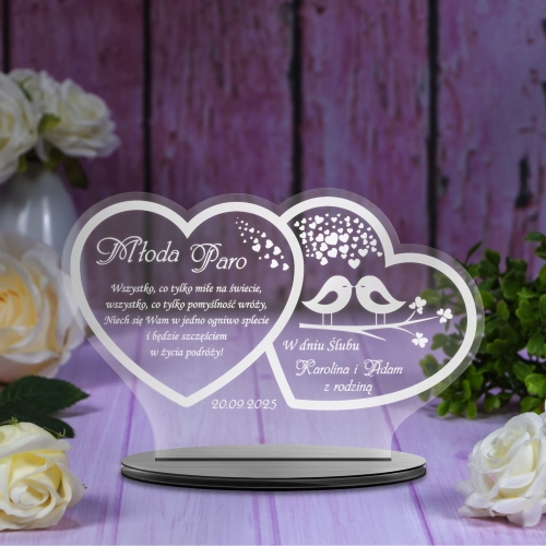 STATUETKA Z GOŁĘBIAMI oryginalny prezent dla młodej pary grawer