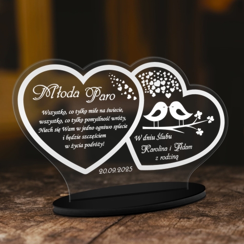 STATUETKA Z GOŁĘBIAMI oryginalny prezent dla młodej pary grawer