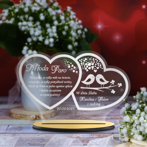 STATUETKA Z GOŁĘBIAMI oryginalny prezent dla młodej pary grawer