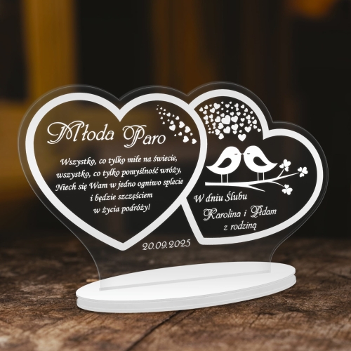 STATUETKA Z GOŁĘBIAMI oryginalny prezent dla młodej pary grawer