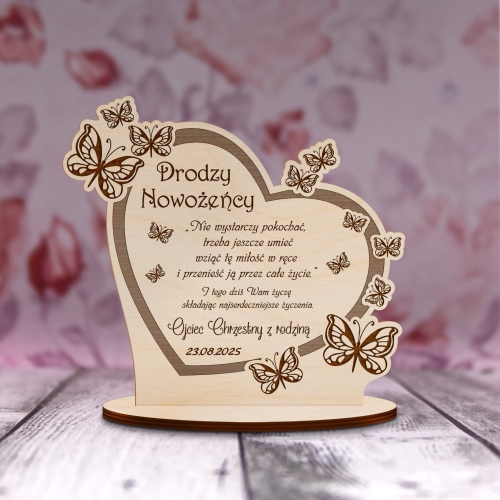 STATUETKA DREWNIANA podziękowanie na wesele ślub dla mamy taty