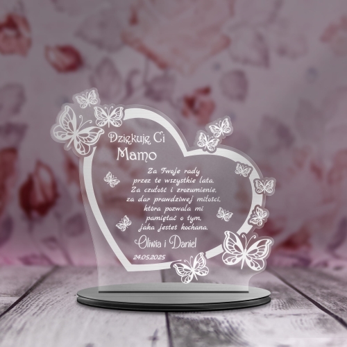 Statuetka serce z motylkami ŚLUB PODZIĘKOWANIA OD PARY MŁODEJ