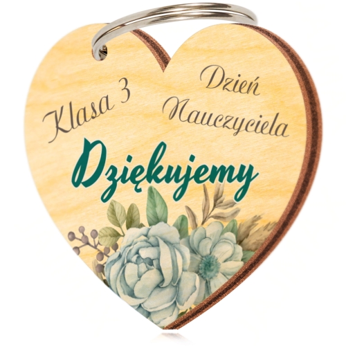 Drewniany Breloczek PREZENT NA DZIEŃ NAUCZYCIELA nadruk