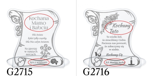 Statuetka list dekoracja na cmentarz Wszystkich Świętych grawer