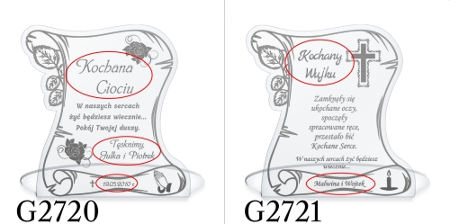Statuetka list dekoracja na cmentarz Wszystkich Świętych grawer