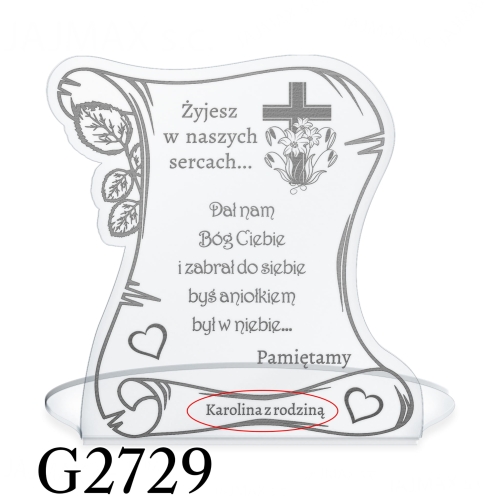 Statuetka list dekoracja na cmentarz Wszystkich Świętych grawer
