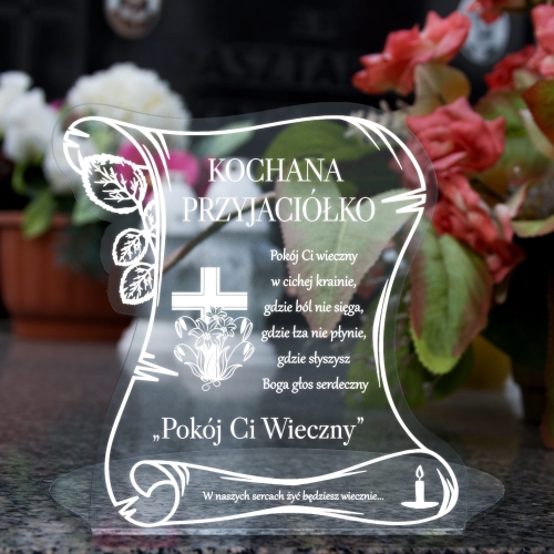 Statuetka list dekoracja na cmentarz Wszystkich Świętych grawer