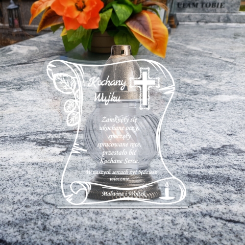 Statuetka list dekoracja na cmentarz Wszystkich Świętych grawer