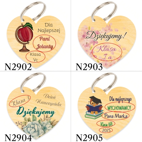 Zestaw SŁODKI UPOMINEK z brelokiem prezent dla nauczyciela nadruk