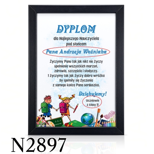 DYPLOM najlepszego nauczyciela PREZENT dla nauczyciela nadruk
