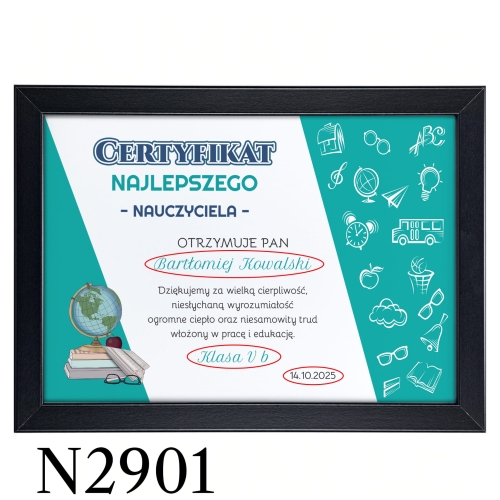 DYPLOM najlepszego nauczyciela PREZENT dla nauczyciela nadruk
