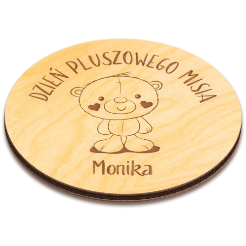 Magnes koło na DZIEŃ PLUSZOWEGO MISIA  imienny GRAWER