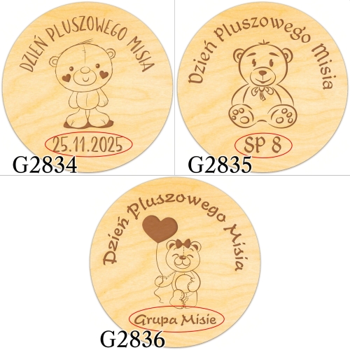 MAGNES koło na dzień pluszowego misia DLA PRZEDSZKOLAKA grawer