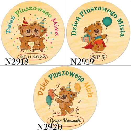 Magnes koło DZIEŃ PLUSZOWEGO MISIA nadruk