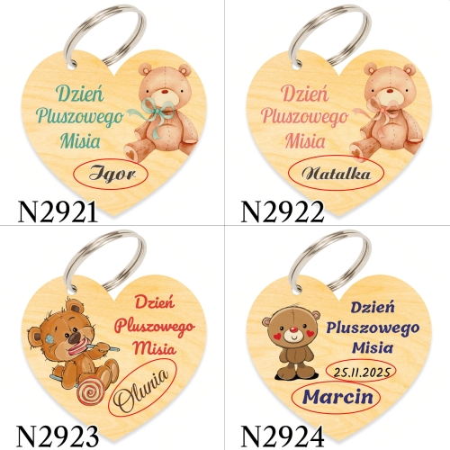 BRELOK SERCE z pralinkami na Dzień Pluszowego Misia IMIĘ nadruk
