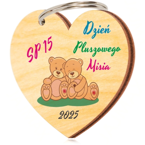 BRELOCZEK SERCE zestaw z cukierkami DZIEŃ PLUSZOWEGO MISIA nadruk