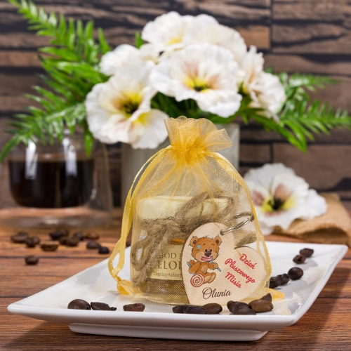 Zestaw Miód i Breloczek serce na DZIEŃ PLUSZOWEGO MISIA imienny