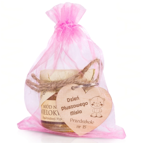 SŁODKI ZESTAW na Dzień Pluszowego Misia brelok i miodzik grawer