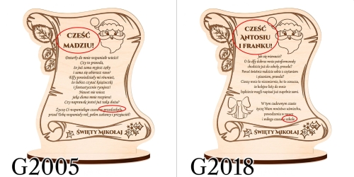 Drewniana statuetka NA MIKOŁAJKI list od Świętego Mikołaja grawer