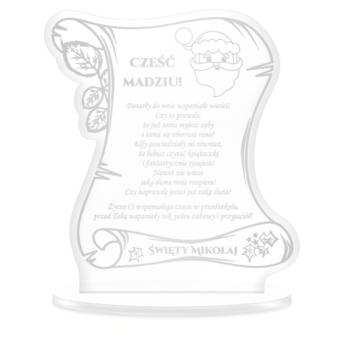Statuetka list od ŚWIĘTEGO MIKOŁAJA dla dziecka grawer
