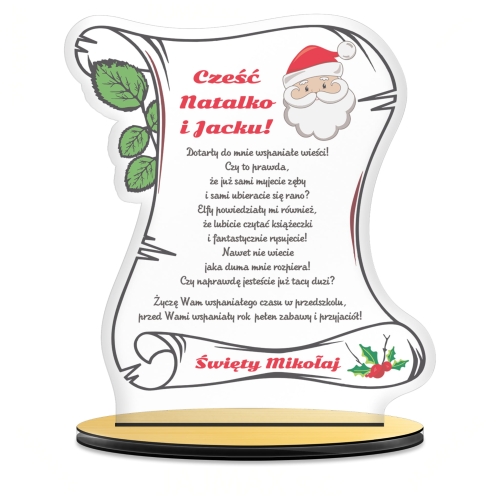Statuetka LIST OD ŚWIĘTEGO MIKOŁAJA do dziecka nadruk
