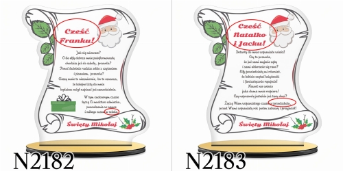 Statuetka LIST OD ŚWIĘTEGO MIKOŁAJA do dziecka nadruk