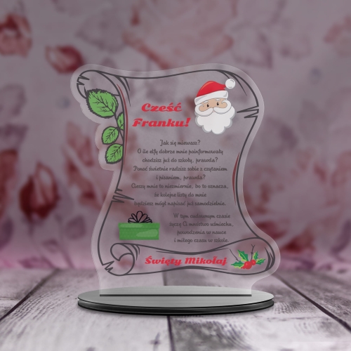 Statuetka LIST OD ŚWIĘTEGO MIKOŁAJA do dziecka nadruk