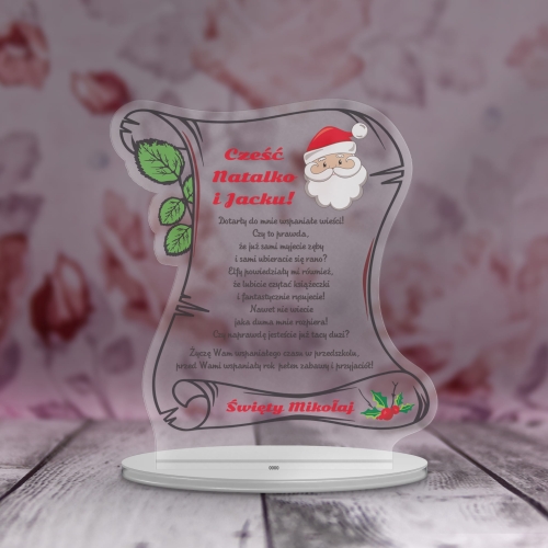 Statuetka LIST OD ŚWIĘTEGO MIKOŁAJA do dziecka nadruk