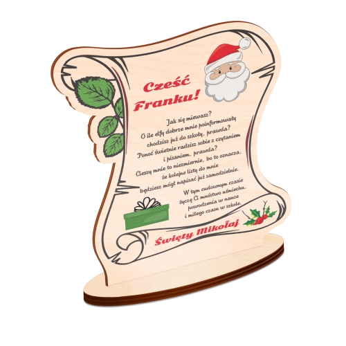 Statuetka list od ŚWIĘTEGO MIKOŁAJA na MIKOŁAJKI dla dziecka
