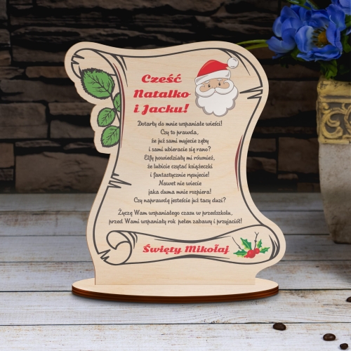 Statuetka list od ŚWIĘTEGO MIKOŁAJA na MIKOŁAJKI dla dziecka