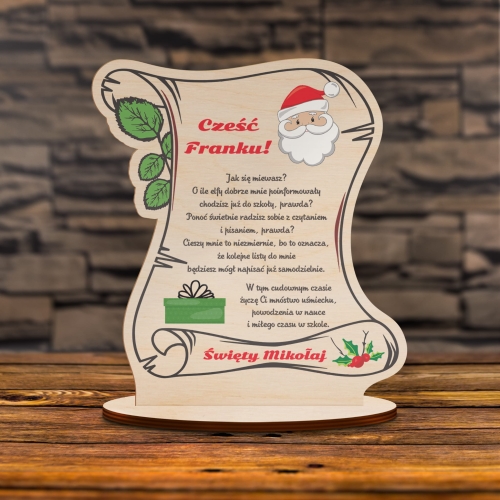 Statuetka list od ŚWIĘTEGO MIKOŁAJA na MIKOŁAJKI dla dziecka