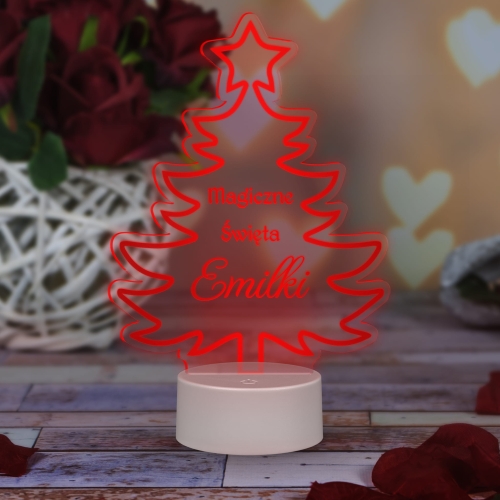 Statuetka CHOINKA NA BOŻE NARODZENIE lampka LED grawer