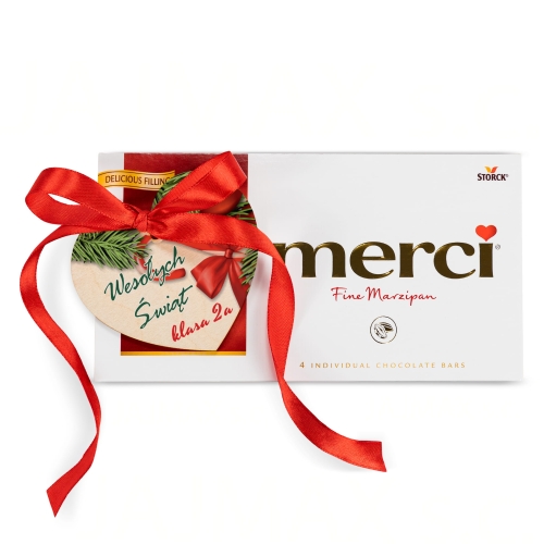 Czekolada Merci z sercem PREZENT NA BOŻE NARODZENIE nadruk