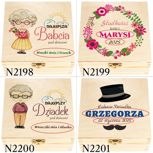 Herbaciarka drewniana z medalem na DZIEŃ BABCI DZIEŃ DZIADKA