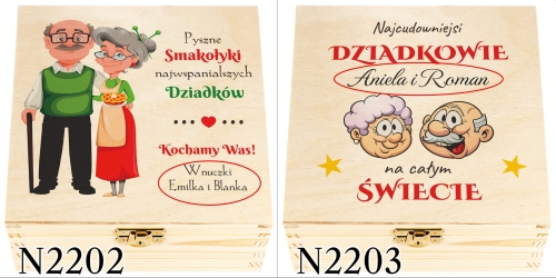 Herbaciarka drewniana z medalem na DZIEŃ BABCI DZIEŃ DZIADKA